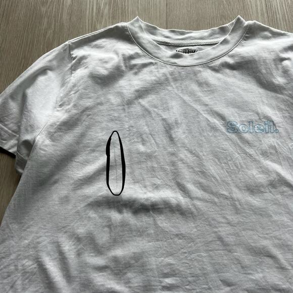 J Crew Flawed Soleil Graphic Vintage Jersey Tee Small FLAW Read - Picture 12 of 16